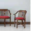 Aakruti Teak Wood 2 Seater Sofa In Red Colour - rear_view