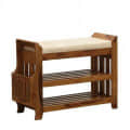 Reese Solid Wood Shoe Rack In Rustic Teak Finish - rear_view