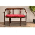 Aakruti Teak Wood 2 Seater Sofa In Red Colour - photo