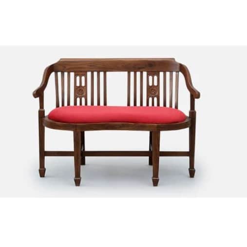 Aakruti Teak Wood 2 Seater Sofa In Red Colour - front_view