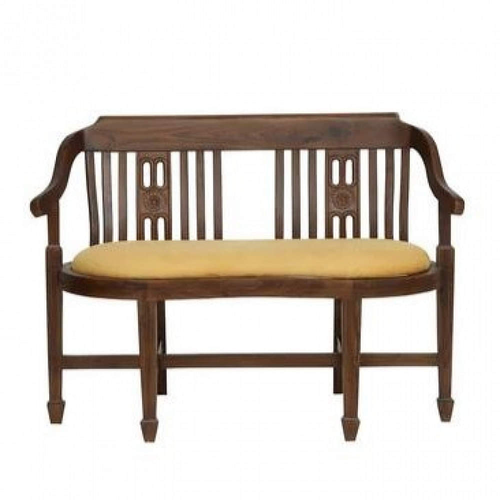 Aakruti Teak Wood 2 Seater Sofa In Yellow Colour - photo