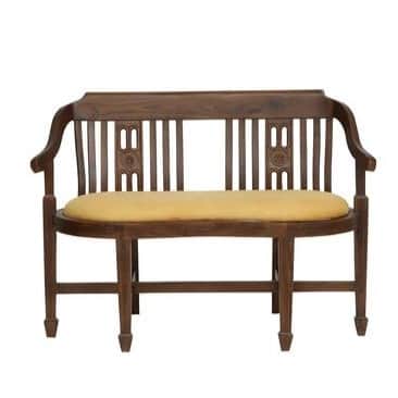 Aakruti Teak Wood 2 Seater Sofa In Yellow Colour - front_view