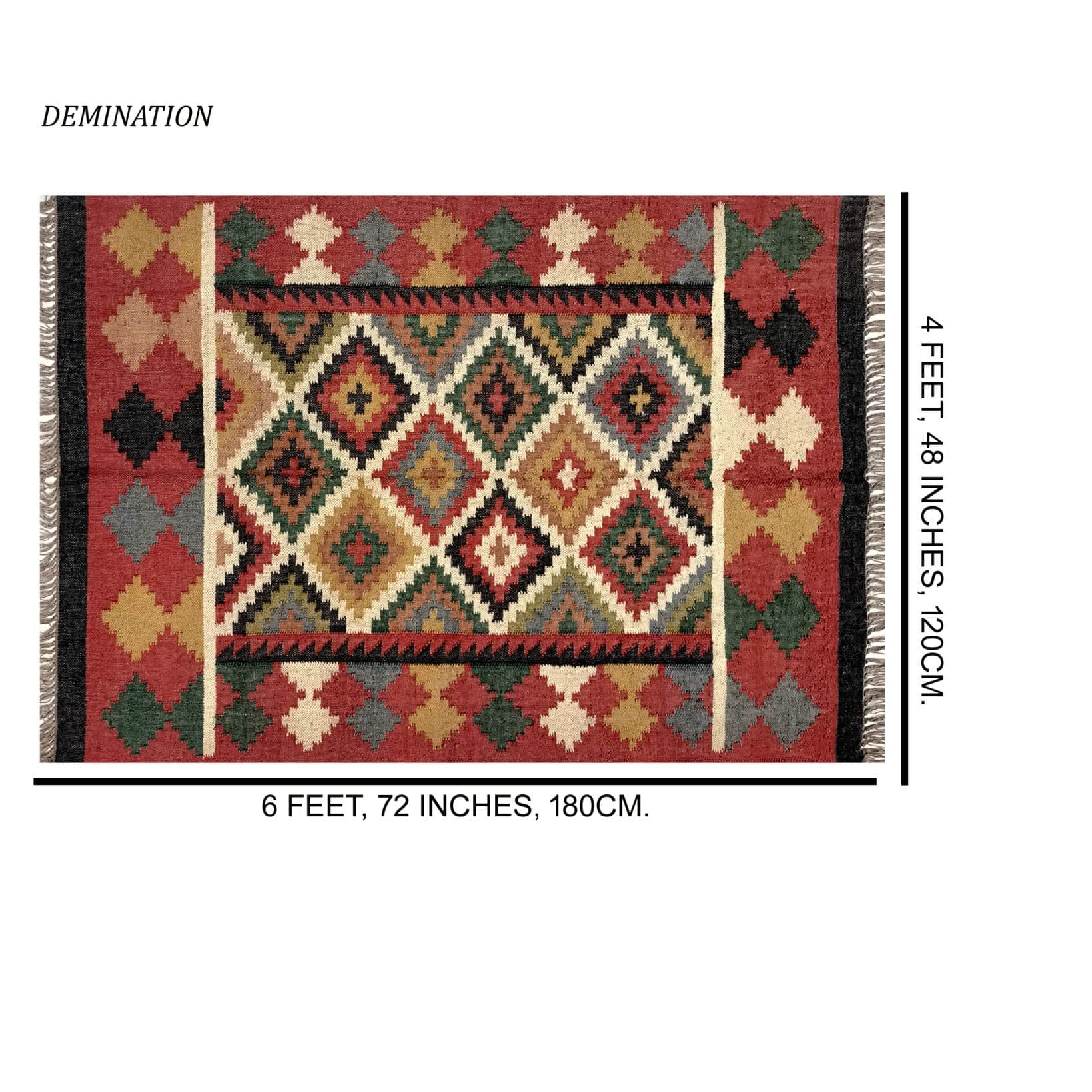 Handwoven Camel Wool And Jute Kilim Rug - front_view