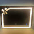 Glass LED Bedroom Mirror with Warm White, Blue & Dual led Lights-Wall Mounted 18x24 Inch - photo