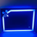 Glass LED Bedroom Mirror with Warm White, Blue & Dual led Lights-Wall Mounted 18x24 Inch - front_view