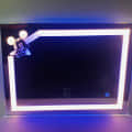 Glass LED Bedroom Mirror with Warm White, Blue & Dual led Lights-Wall Mounted 18x24 Inch - top_view