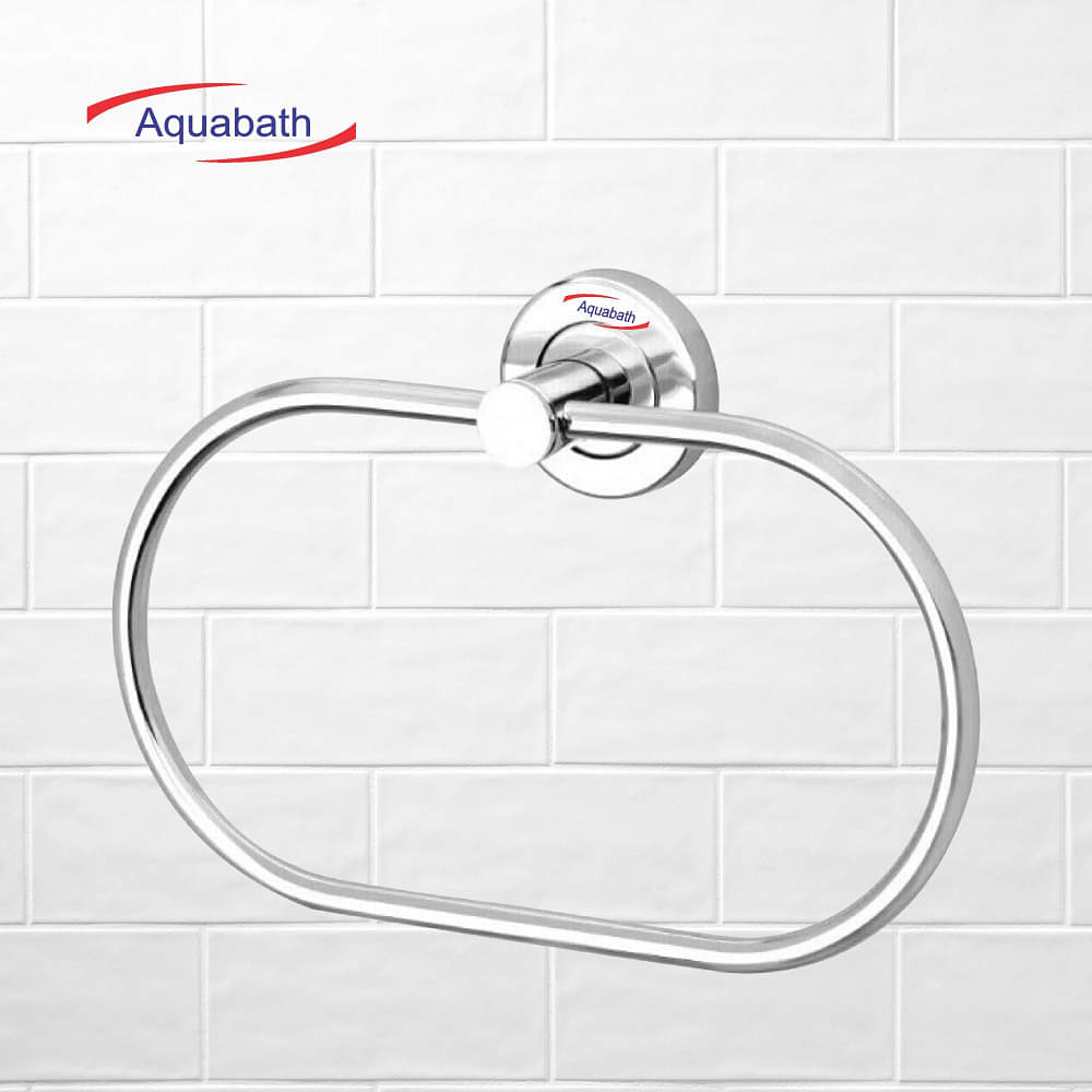Stainless Steel Towel Ring for Bathroom/Wash Basin/Napkin-Towel Hanger/Bathroom Accessories (Chrome-Oval) Pack of 2 - photo