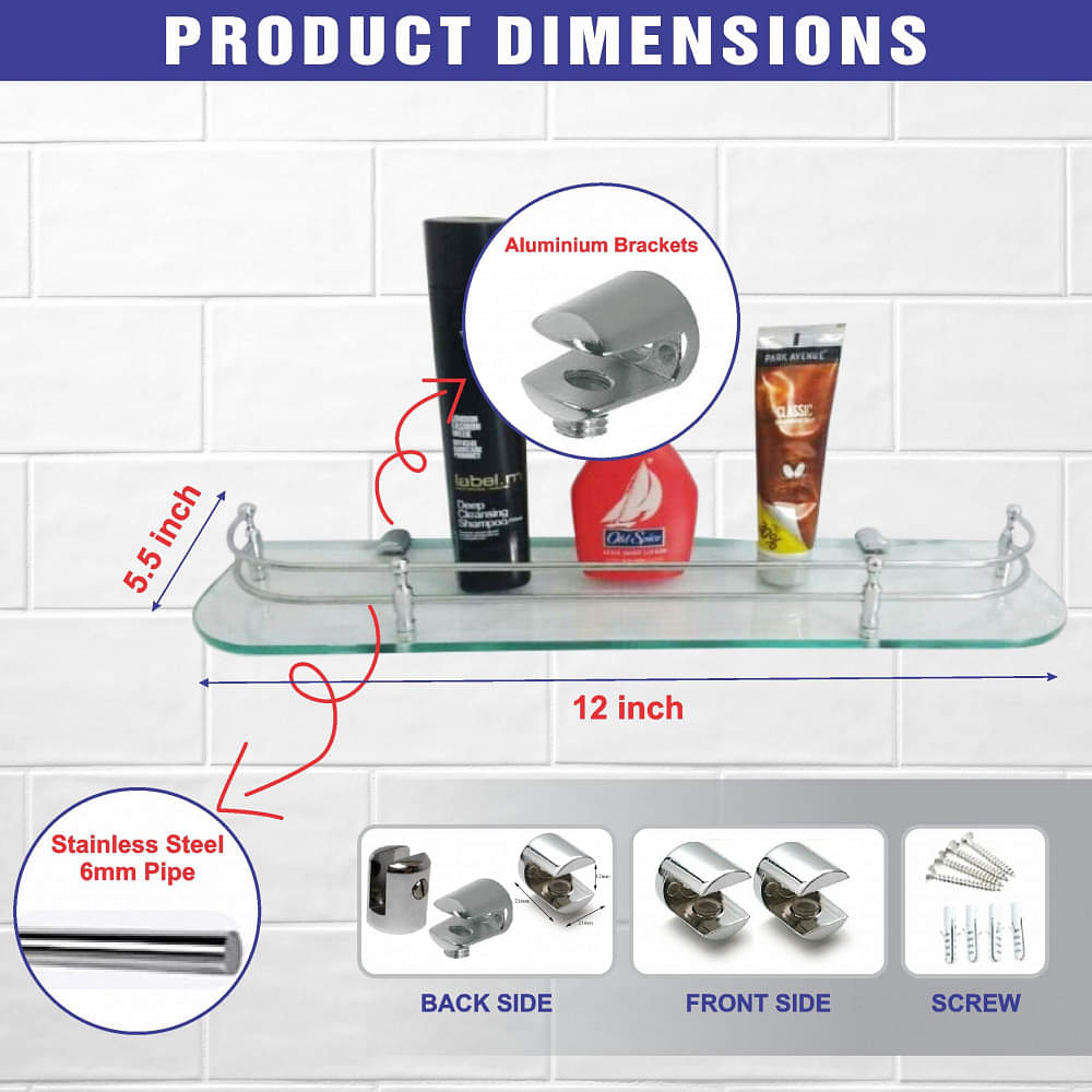 Glass Shelf Storage Holder (Size:12"X5.5") - photo