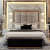 Gold Finish Upholstery King Size Bed With Storage - photo