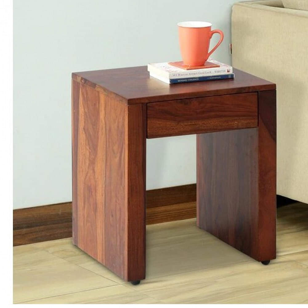 Solid Wood End Table In Honey Oak Finish - photo