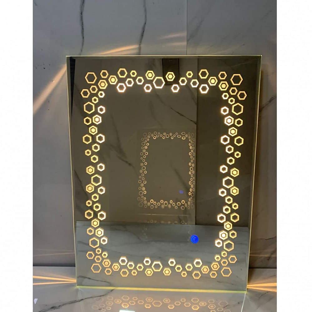 Hexagon Design Led Wall Mirror with Sensor for Bedroom Living Room 18x24 - photo