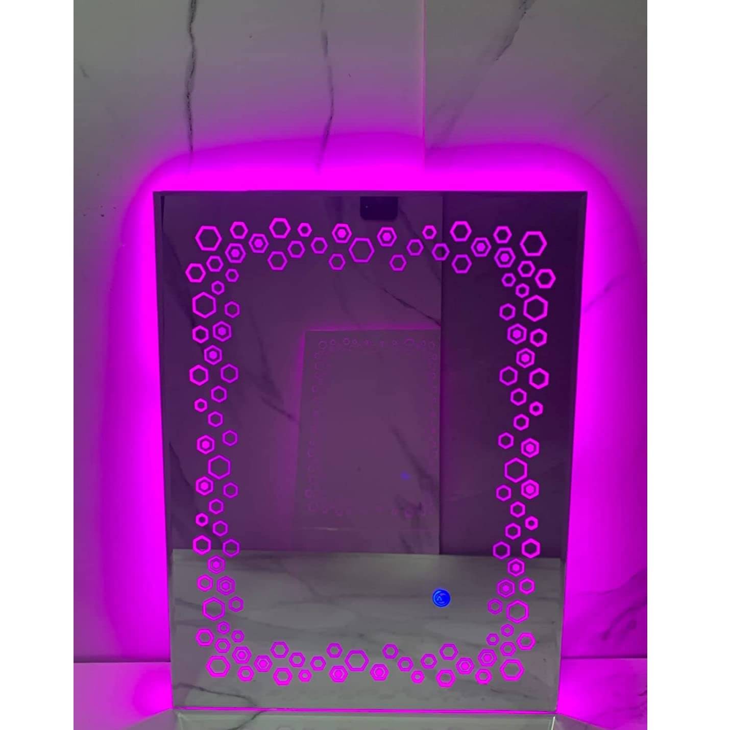 Hexagon Design Led Wall Mirror with Sensor for Bedroom Living Room 18x24