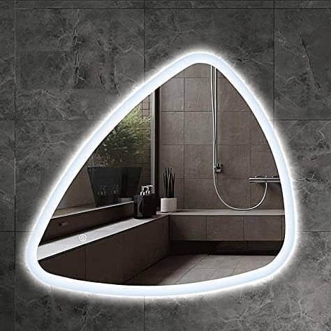 Wall Mounted Decorative Triangle Glass Mirror with Led Light ( White)