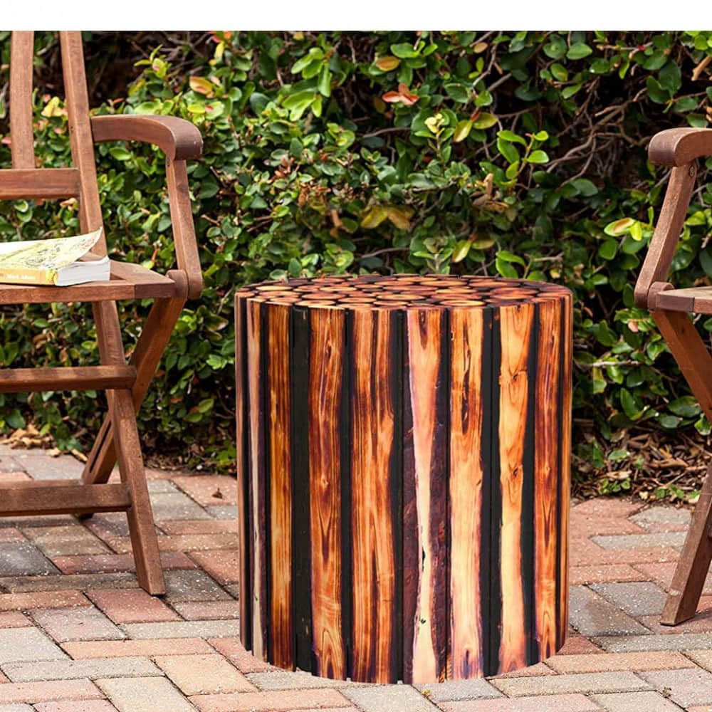 Antique Woodlog Bamboo Stool - photo