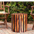 Antique Woodlog Bamboo Stool - photo