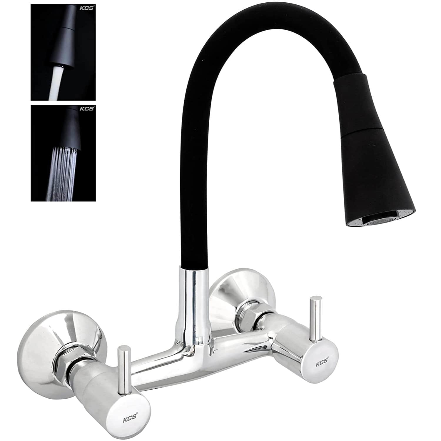 Matt black silicon flexible tap - front_view