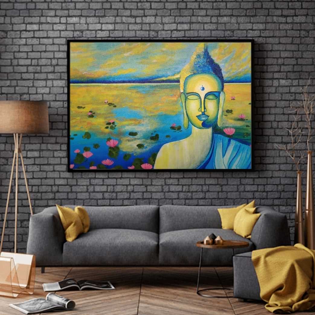 Peace and Calm, Buddha Painting on Canvas - photo