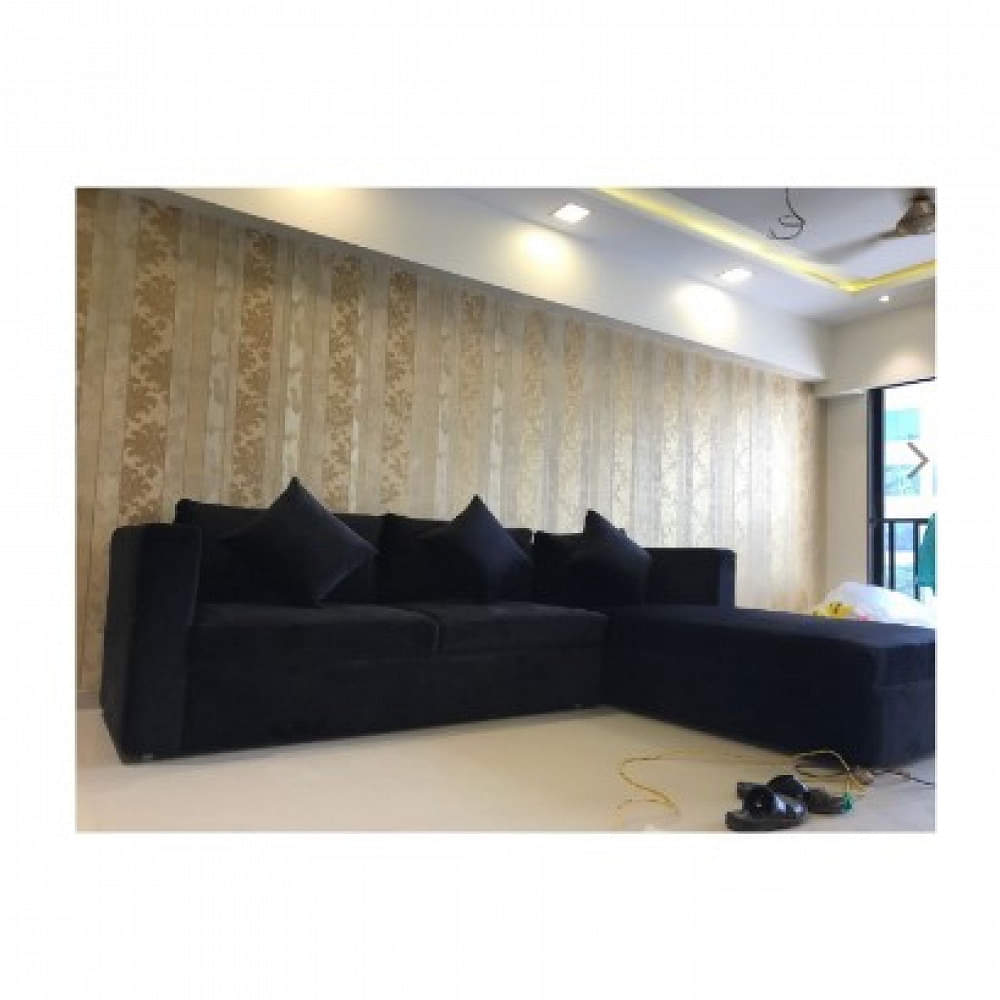 Madeira L Shape 5 Seater Black Sofa - photo