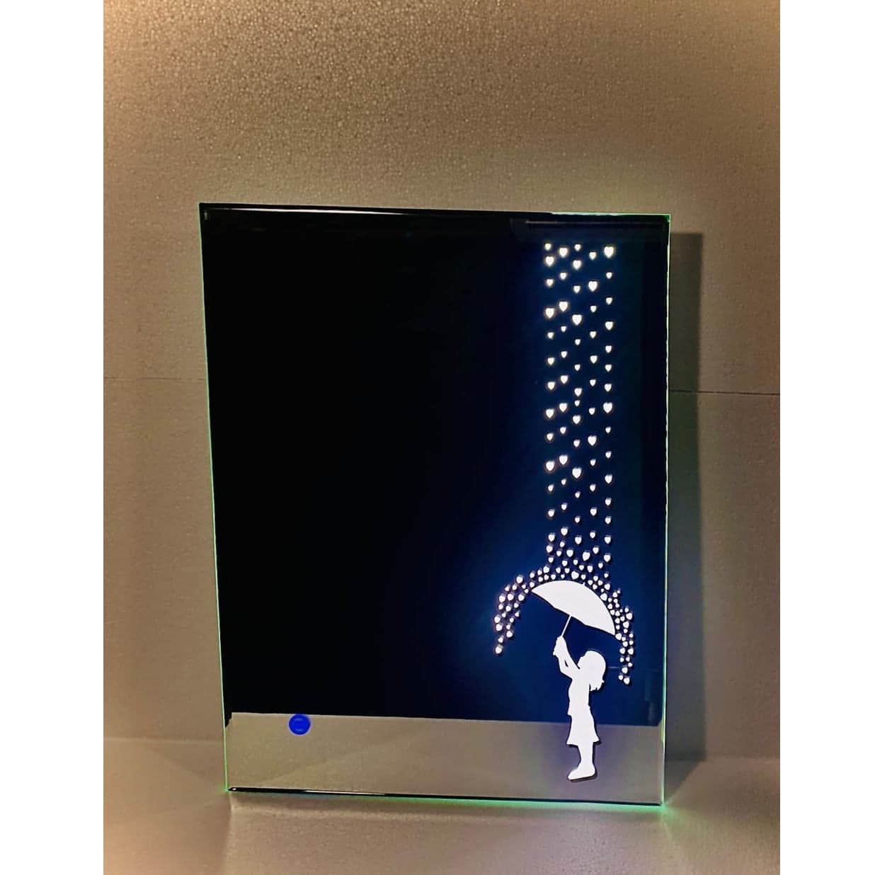 LED Light Wall Mounted Mirror for Bathroom, Vanity, Washbasin Office Mirror White Warm White LED Light with Sensor 18x24 - top_view