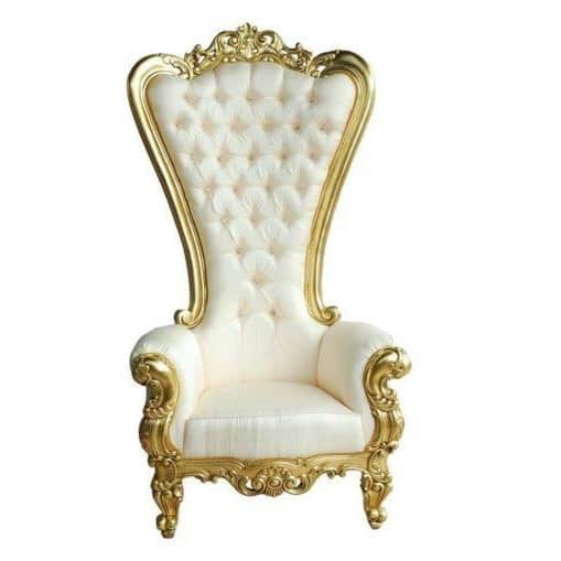 Maharaja Chair With Gold Finish High Back - rear_view