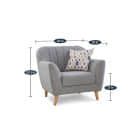 Nara Fabric One Seater Sofa In Grey Color - rear_view