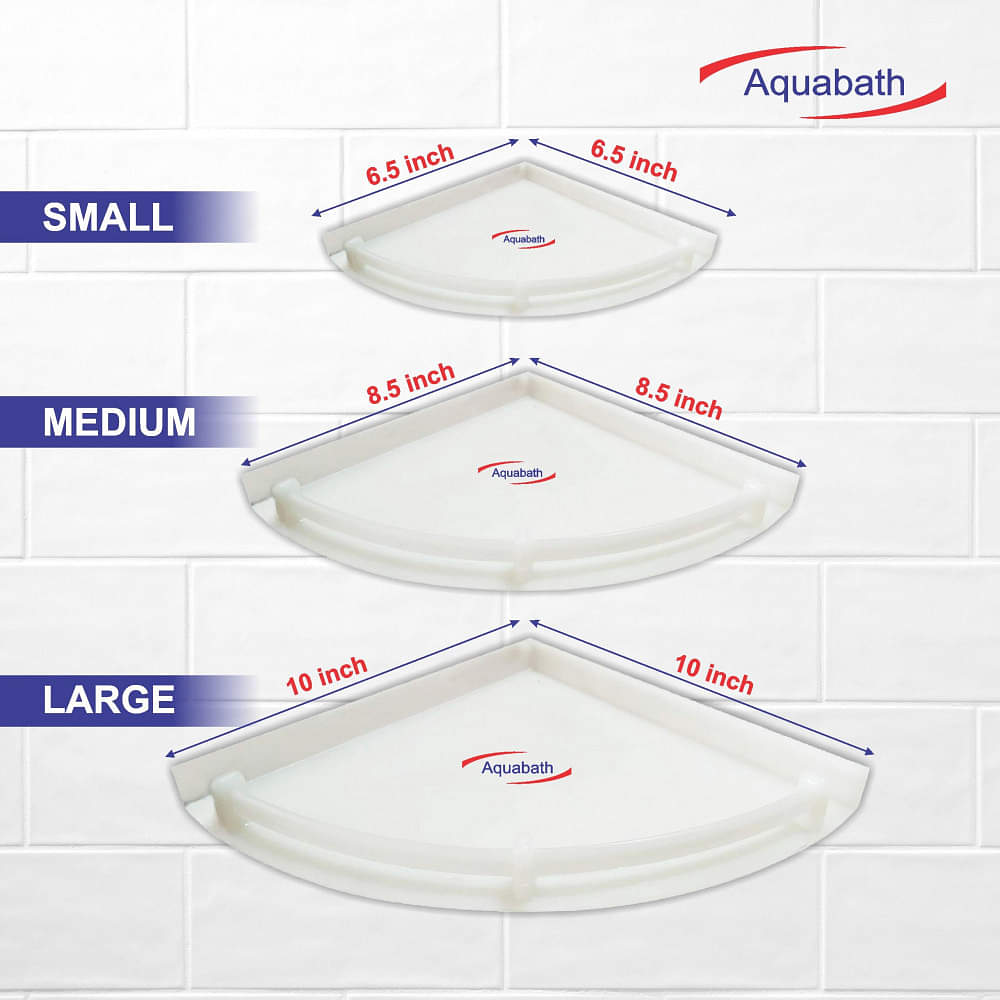Unbreakable Polypropylene Wall-mounted Matte Acrylic Corner Shelves(Set of 3) - photo