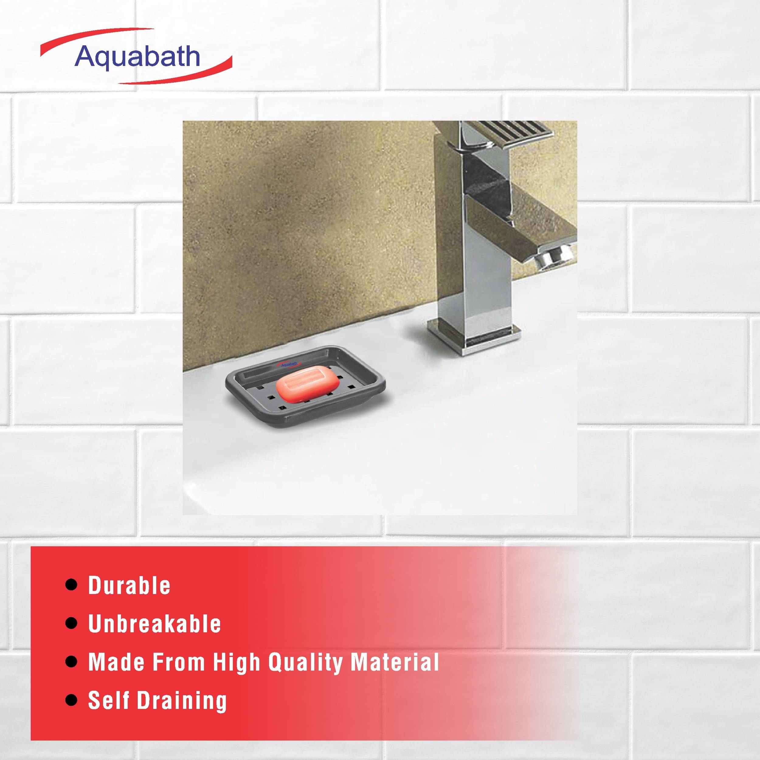 Unbreakable Plastic Counter SOAP Dish (Pack of 2) 