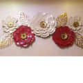 Red & White Flower Metal Wall Art - rear_view