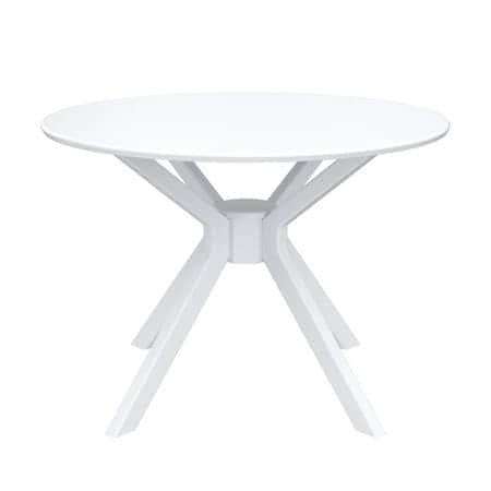 White Round Dining Table With 4 Mink Velvet Dining Chairs - rear_view