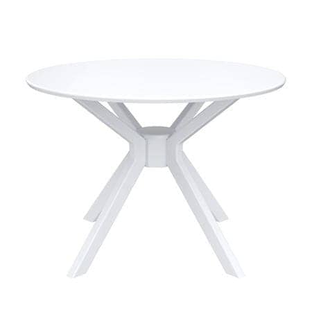 White Round Dining Table With 4 Mink Velvet Dining Chairs