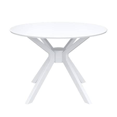 White Round Dining Table With 4 Mink Velvet Dining Chairs