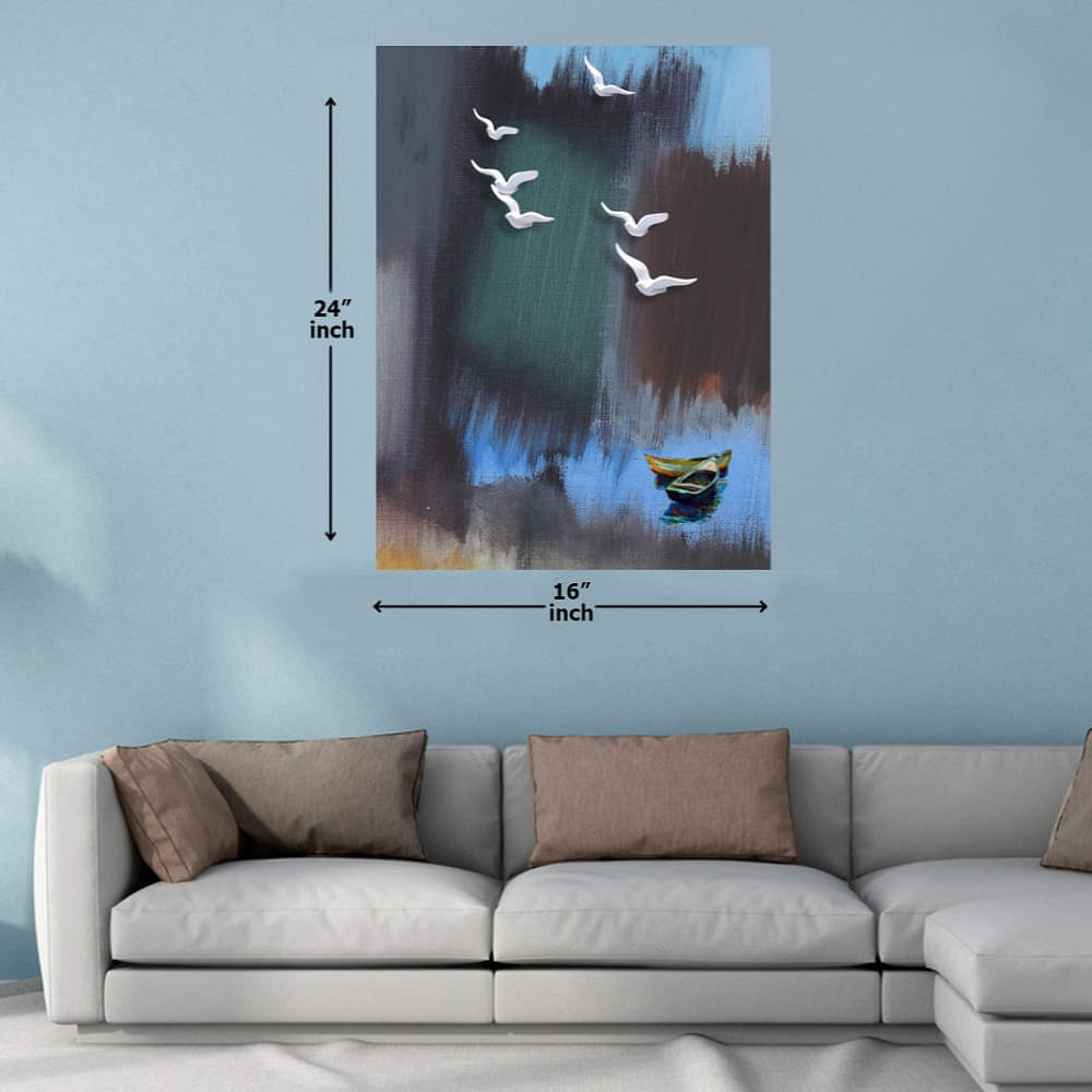 White Gulls abstract Digital Painting - photo