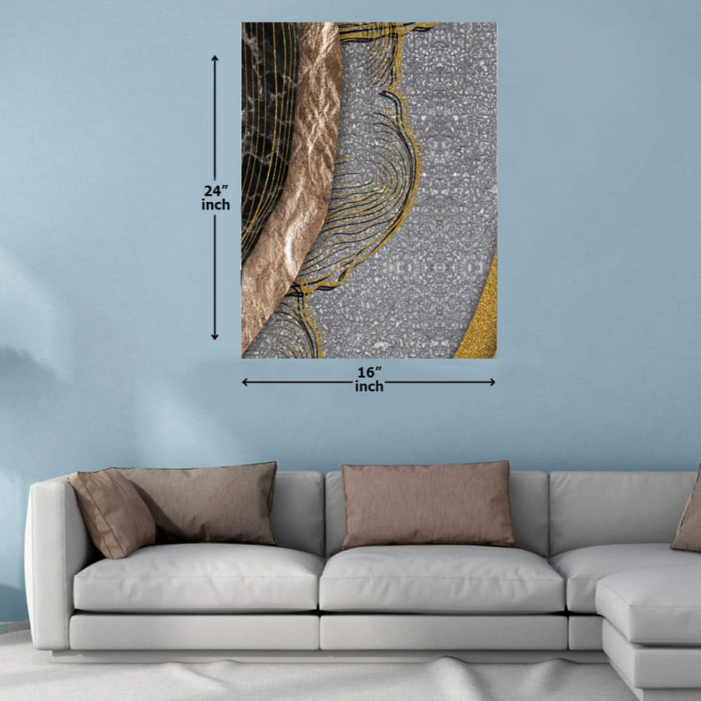 Grey Texture with Gold effect Digital Wall Painting - photo