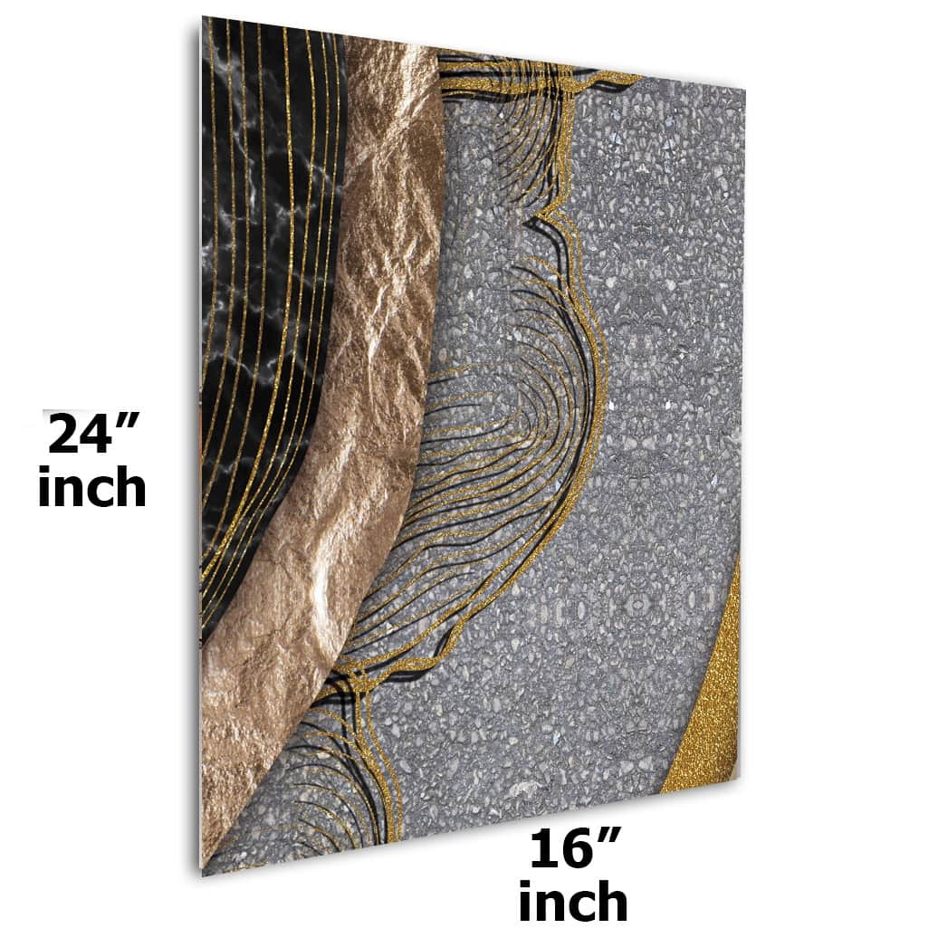 Grey Texture with Gold effect Digital Wall Painting - front_view