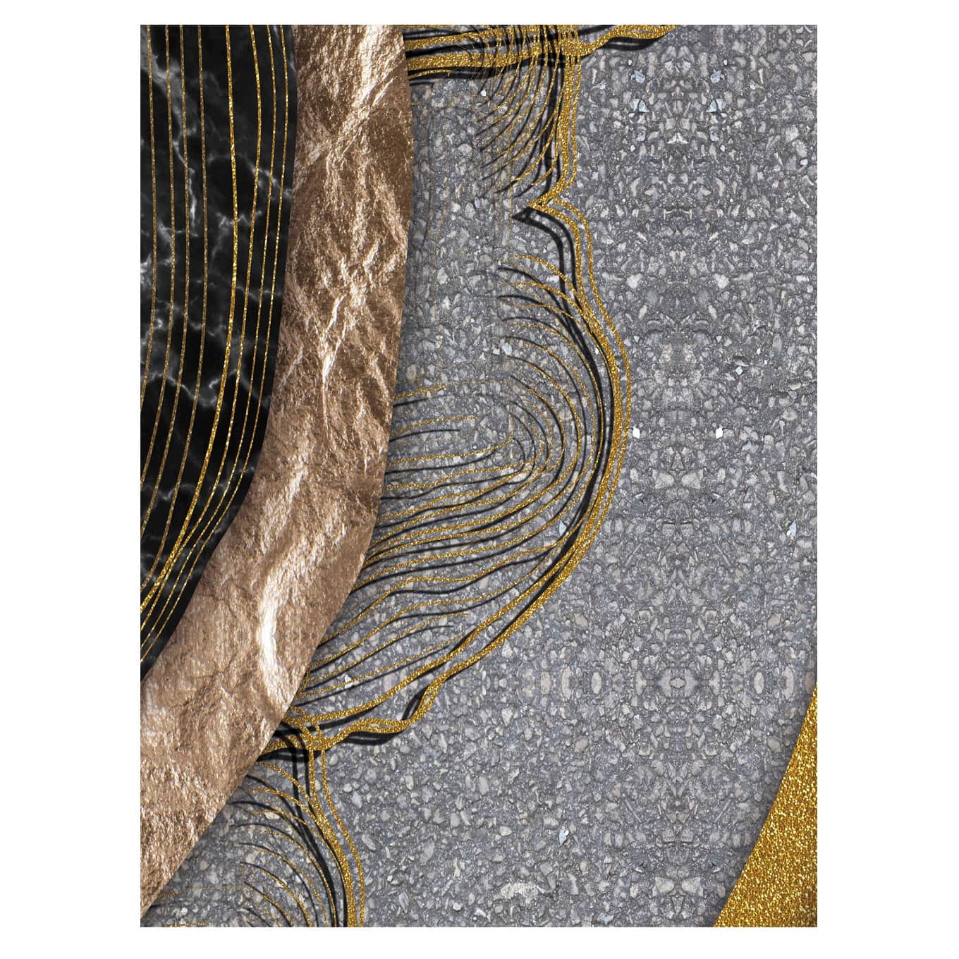 Grey Texture with Gold effect Digital Wall Painting - rear_view