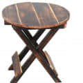 Round Wooden Folding Coffee Table with Vintage Finish - top_view