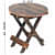 Round Wooden Folding Coffee Table with Vintage Finish - rear_view