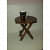 Round Wooden Folding Coffee Table with Vintage Finish - left_view