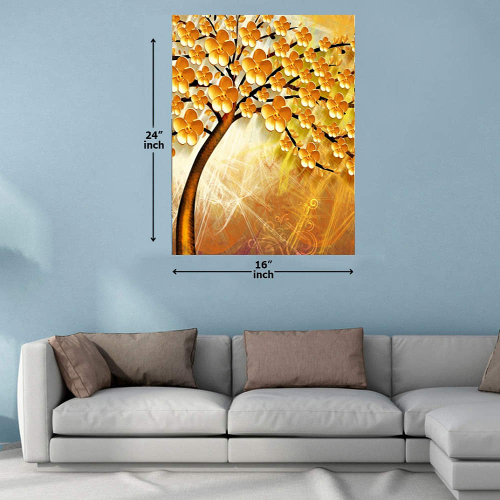 3D Effect Autumn Tree Wall Painting - photo