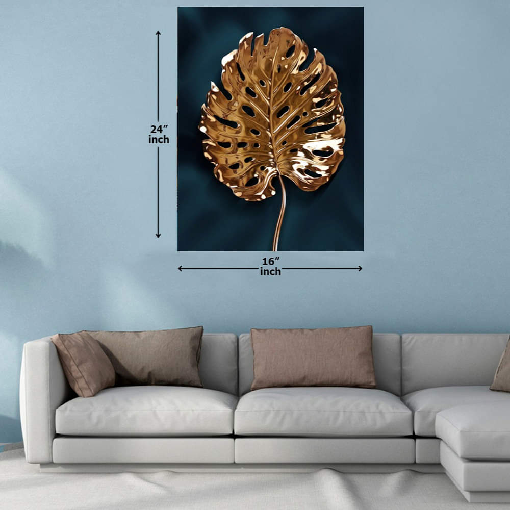 3D Golden Leaf Digital Wall Painting - photo