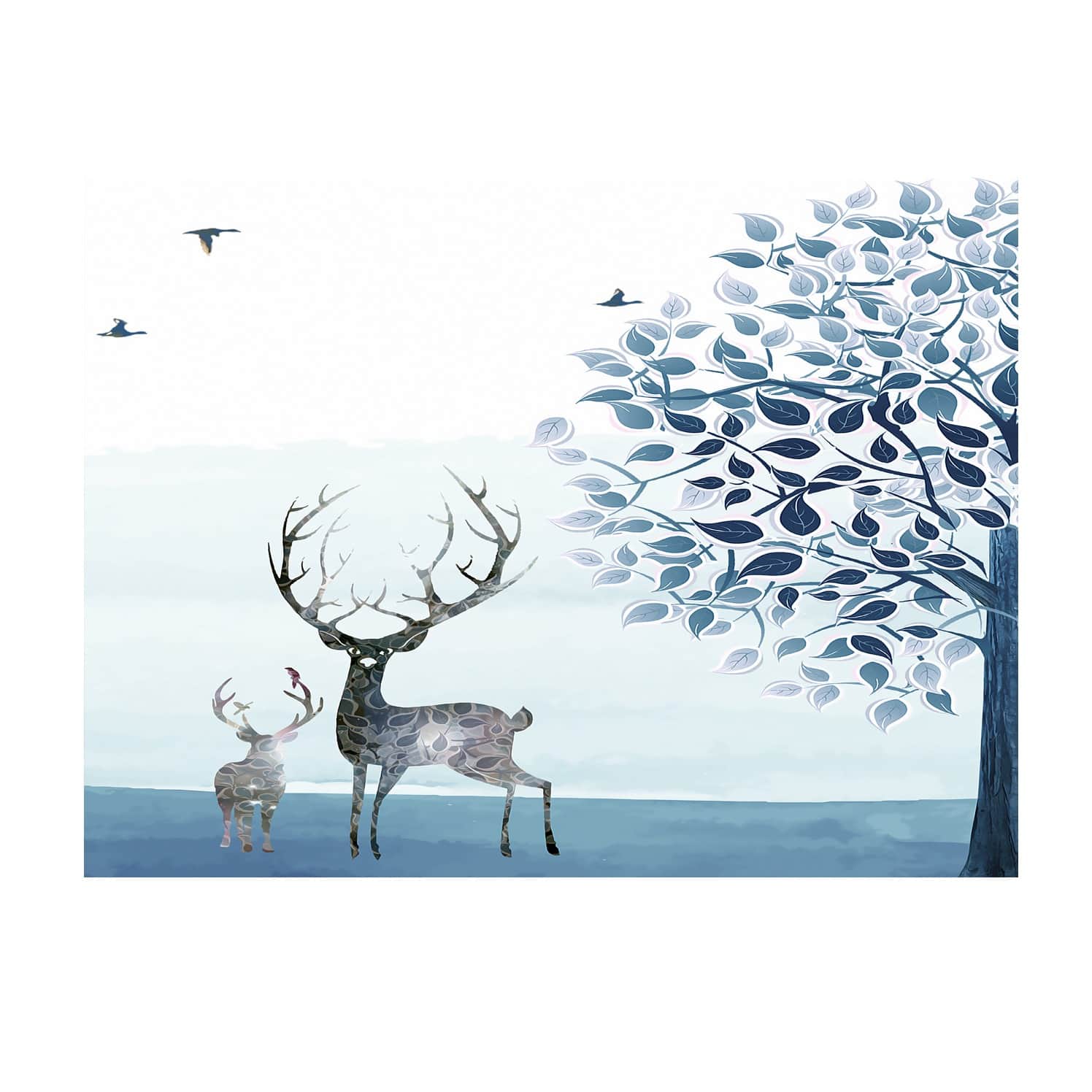 Winter Dear Digital Wall Painting - rear_view