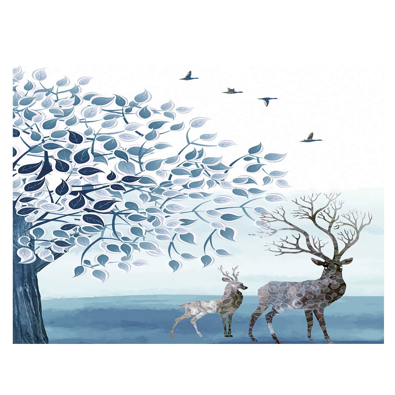 Winter Dear Wall Painting - rear_view