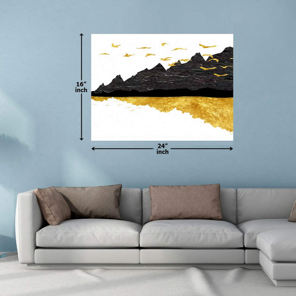 Gold Black Mountain vector Wall Painting - photo