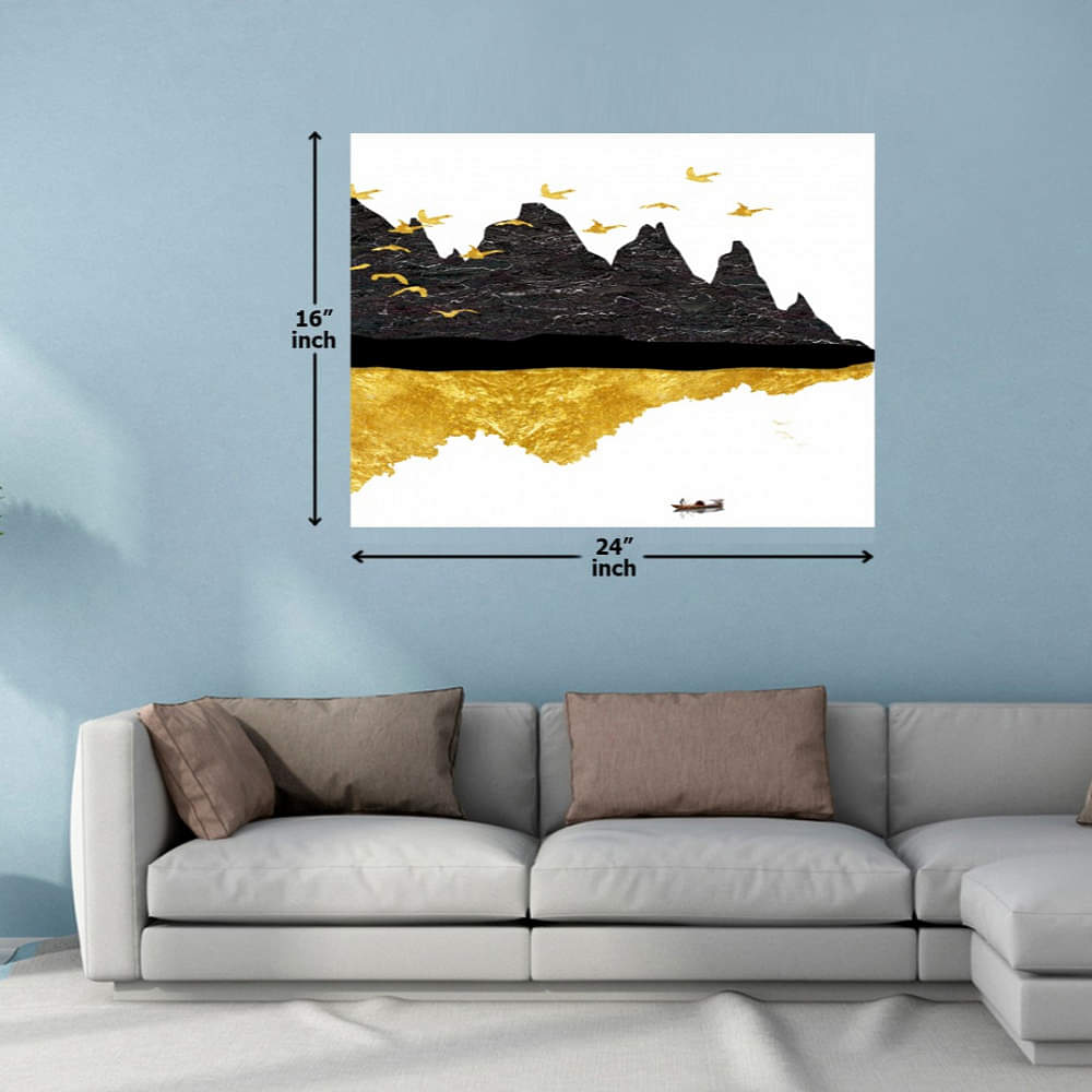 Gold Black Mountain vector Digital Wall Painting - photo