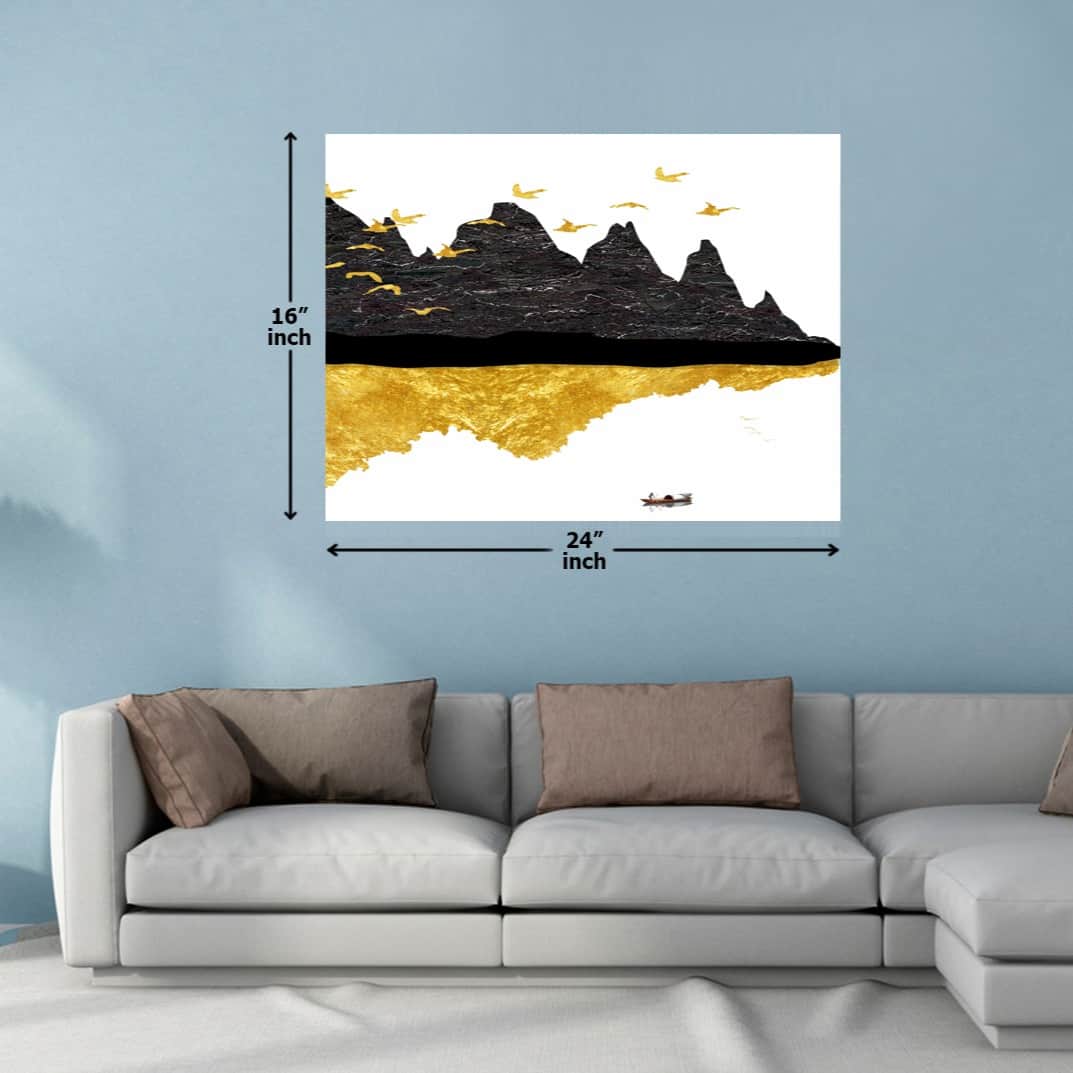 Gold Black Mountain vector Digital Wall Painting - top_view