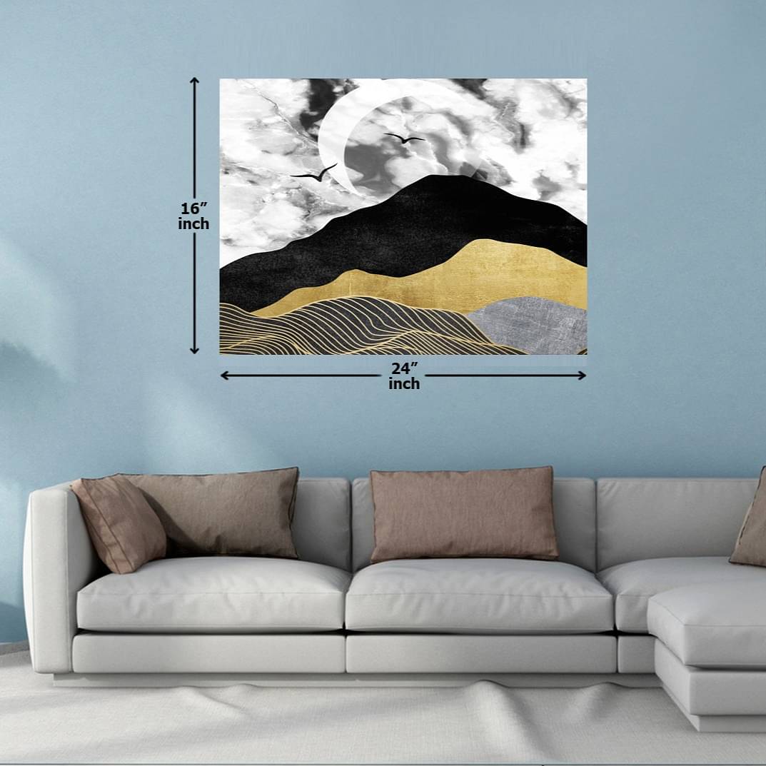 Rainy Weather Gold Black Wall Painting