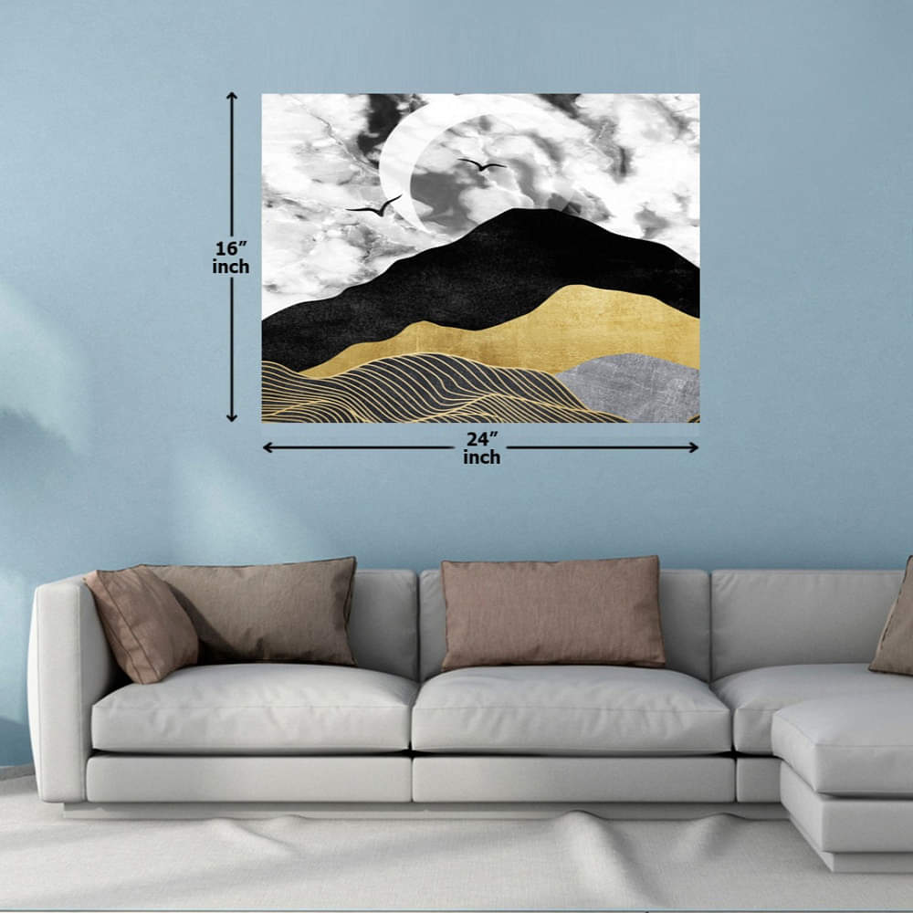 Rainy Weather Gold Black Wall Painting - photo