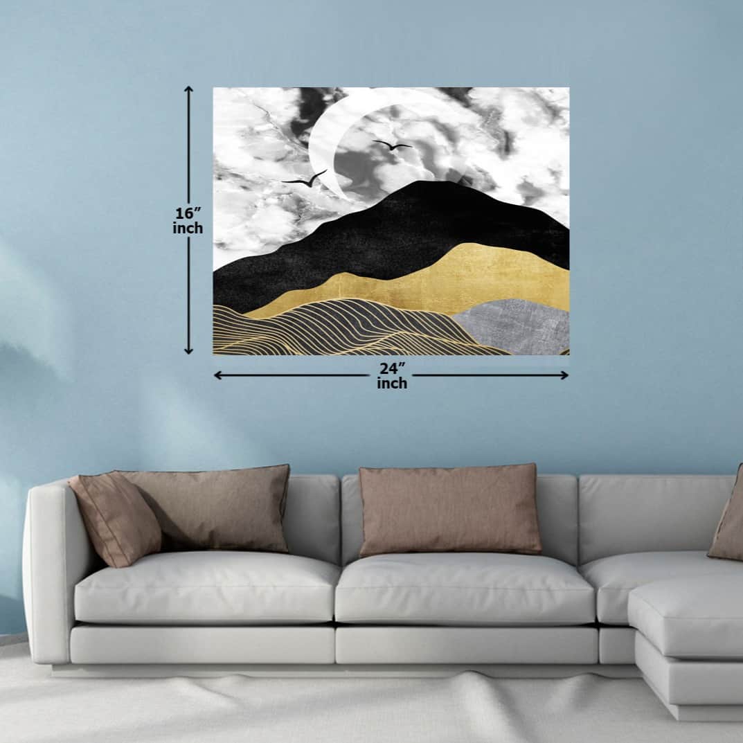 Rainy Weather Gold Black Wall Painting - top_view
