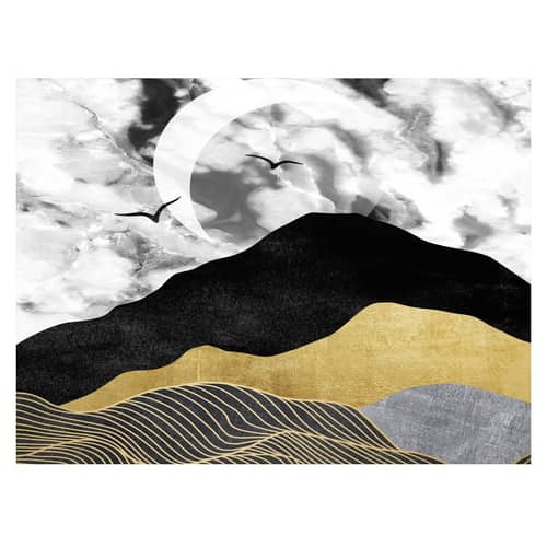 Rainy Weather Gold Black Wall Painting