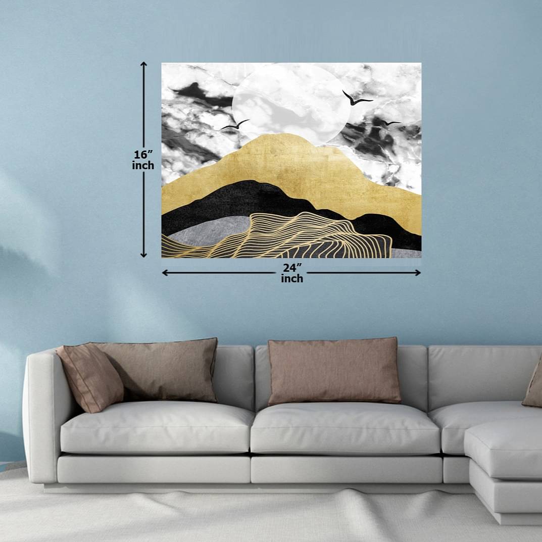 Rainy Weather Gold Black Digital Wall Painting